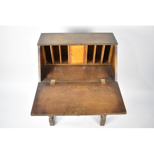 73 - A Mid 20th Century Oak Fall Front Bureau with Fitted Interior, 61cms Wide