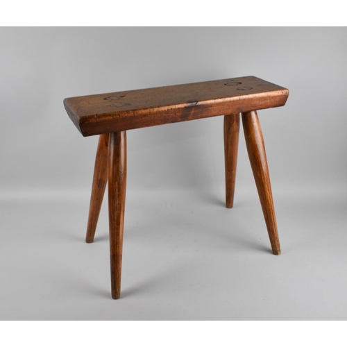 94 - A Narrow Rectangular Topped Stool, 46cms by 14.5cms on Four Turned Splayed Supports