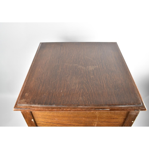 99 - A Mid 20th Century Oak Sewing Table with Hinged Lid, Square Tapering Supports and Spade Feet, 37.5cm... 