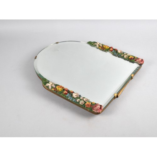 132 - A Mid 20th Century Arch Topped Barbola Style Easel Backed Mirror, 30cms High