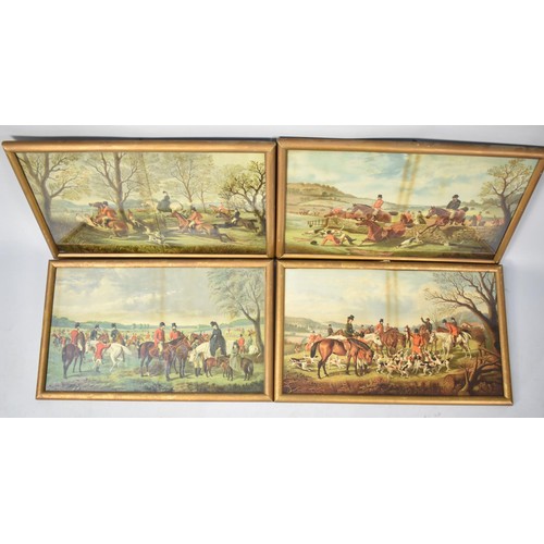 503 - A Set of Four Gilt Framed Hunting Prints, Each 55x32cms