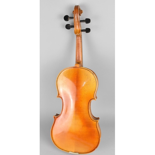 118 - A Czechoslovakian Violin with Paper Label for Stradivarius, Complete with Bow