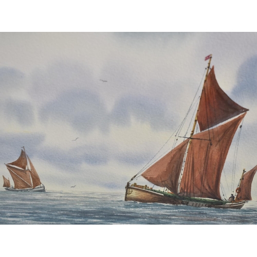 125 - A Framed Watercolour Depicting Fishing Barges by Alan Whitehead, 34x24.5cms