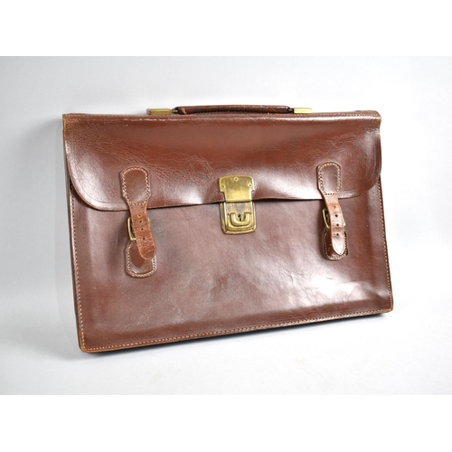 129 - A Vintage Leather Music Satchel, 40cms Long