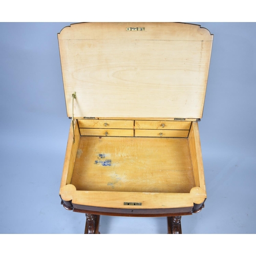 131 - A 19th Century Burr Walnut Davenport with Sloping Lid Having Tooled Leather Writing Inset to Fitted ... 