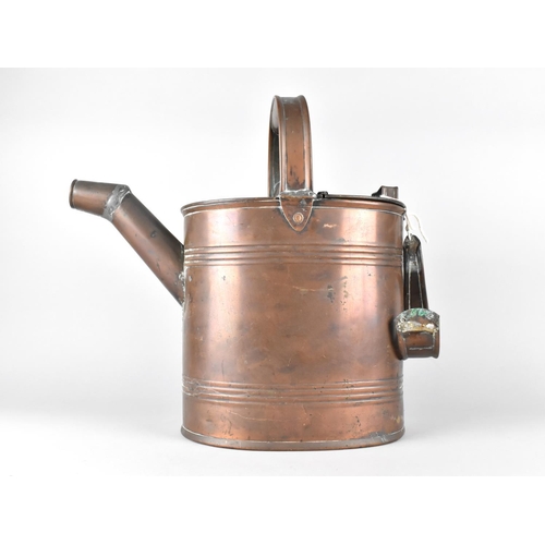 136 - A Late 19th Century Copper Beer Funnel together with a Large Copper Hot Water Jug, Handle Detached b... 