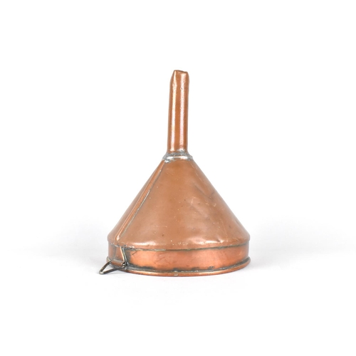 136 - A Late 19th Century Copper Beer Funnel together with a Large Copper Hot Water Jug, Handle Detached b... 