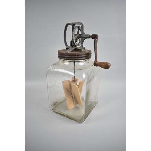 140 - A Large Blow Butter Churn, Six Imperial Quarts, 39.5cms High