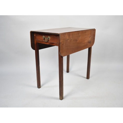 143 - An Edwardian Mahogany Drop Leaf Occasional Table on Square Supports, 71cms Wide