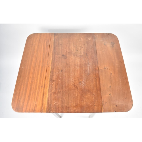 143 - An Edwardian Mahogany Drop Leaf Occasional Table on Square Supports, 71cms Wide