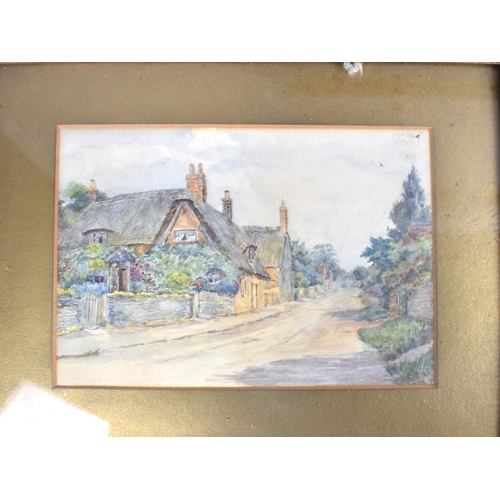 165 - A Set of Three Framed Watercolours Depicting Village Streets, All by The Same Artist, Each 26x17cms