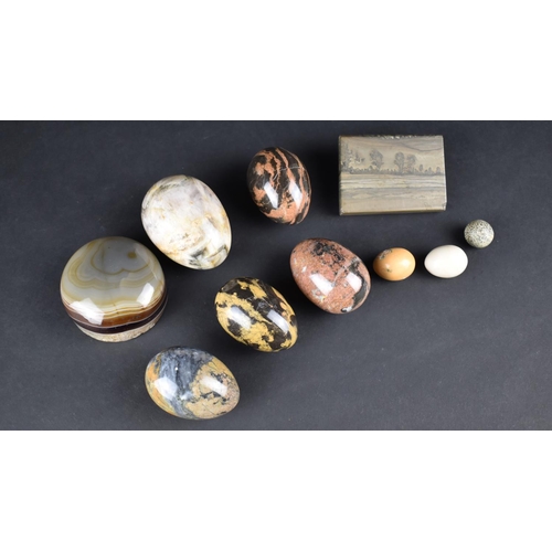 167 - A Collection of Various Polished Stone Eggs, Paperweights Etc