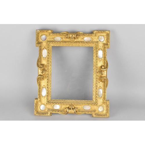 168 - A Late 19th/Early 20th Century Gilt and Mother of Pearl Mounted Picture Frame, 36x31cms Outer and 22... 