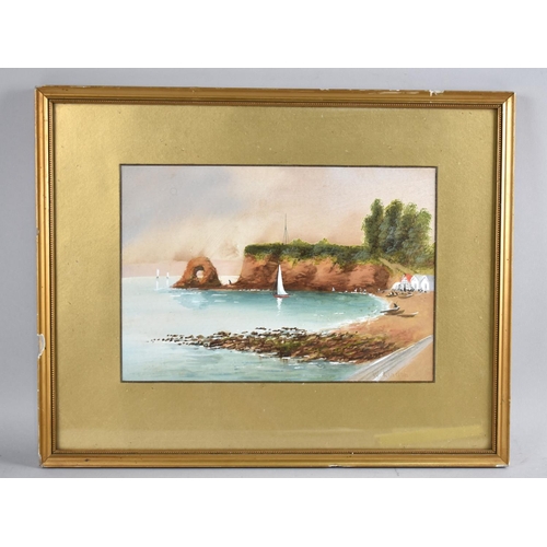 185 - A Framed Gouache Depicting Seaside Bay, Signed W Linden, 24x16.5cms