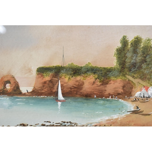 185 - A Framed Gouache Depicting Seaside Bay, Signed W Linden, 24x16.5cms