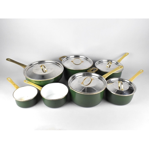 193 - A Collection of Enamelled Cooking Pans