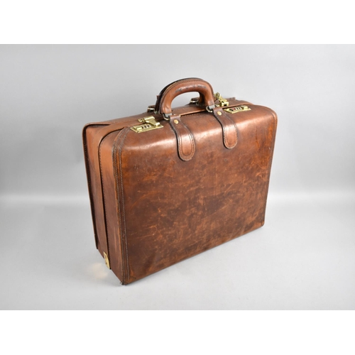 199 - A Late 20th Century Leather Fitted Briefcase with Combination Lock