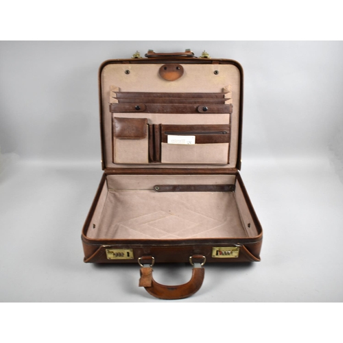 199 - A Late 20th Century Leather Fitted Briefcase with Combination Lock