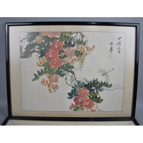 240 - A Pair of Framed Chinese Prints, Each 43x32cms