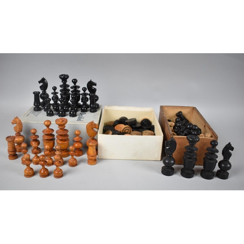 262 - Two Early/Mid 20th Century Chess Sets, one Missing White Pawn, Together with Vintage Draughts Pieces