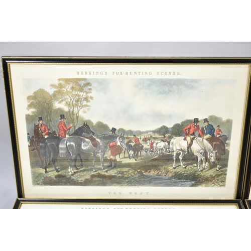 276 - A Set of Four Framed Hunting Prints, Herring's Fox Hunting Scenes, Each 78x43cms