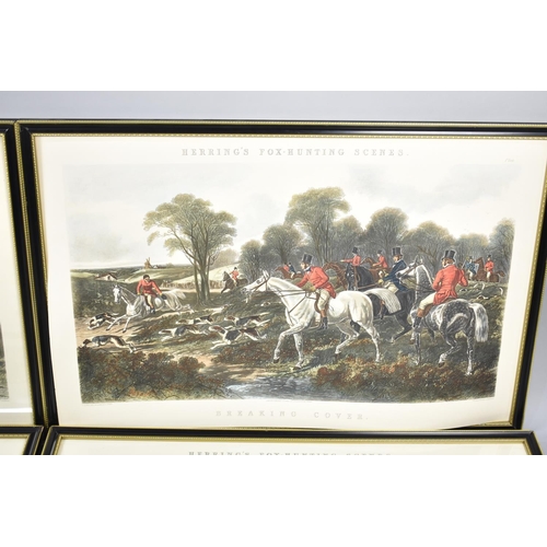 276 - A Set of Four Framed Hunting Prints, Herring's Fox Hunting Scenes, Each 78x43cms