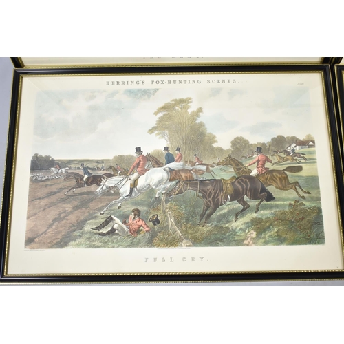 276 - A Set of Four Framed Hunting Prints, Herring's Fox Hunting Scenes, Each 78x43cms