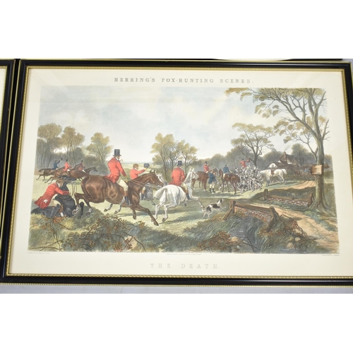 276 - A Set of Four Framed Hunting Prints, Herring's Fox Hunting Scenes, Each 78x43cms