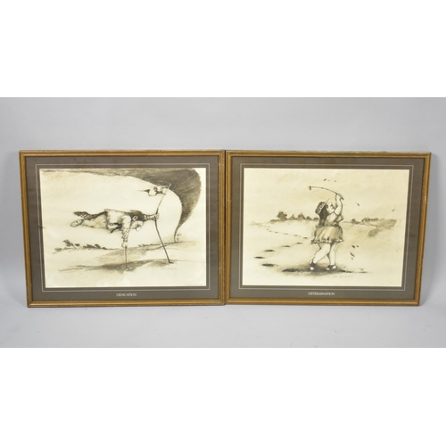 280 - Two Framed Humorous Golfing Prints, Dedication and Determination