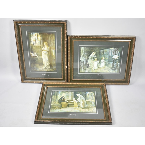 282 - Three Framed Edwardian Religious Prints, Hope, Charity and Faith