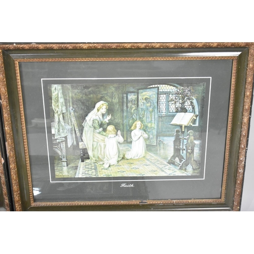 282 - Three Framed Edwardian Religious Prints, Hope, Charity and Faith