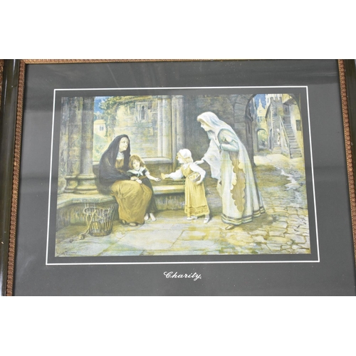 282 - Three Framed Edwardian Religious Prints, Hope, Charity and Faith