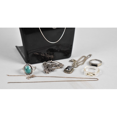 308 - A Collection of Silver and White Metal Mounted Jewellery to include Turquoise and Onyx Mounted Rings... 