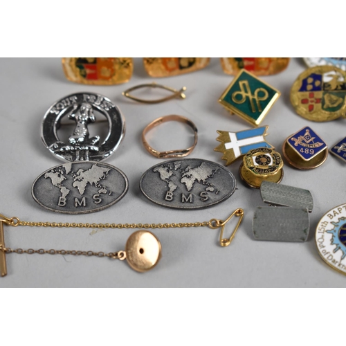 312 - A Collection of Gents Cufflinks, Lapel Badges, Studs Etc to include Masonic Gilt Metal Example, Gold... 