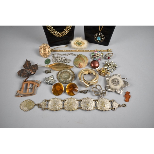 318 - A Collection of Various Vintage Costume Jewellery to include Brooches, Bracelets, Clip on Earrings E... 