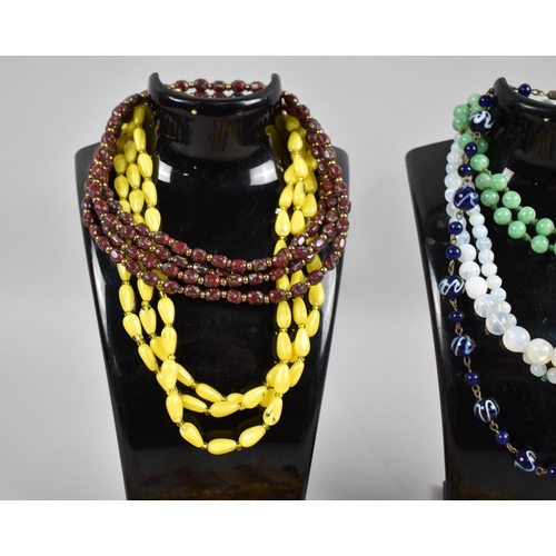 326 - A Collection of Various Glass Bead Necklaces to include Opaline Style Beads, Faux Jade Beads Etc tog... 