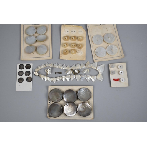 330 - A Collection of Various Mother of Pearl Buttons together with a Similar Necklace and Earring Suite (... 