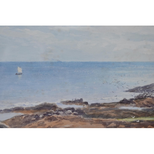 345 - A Framed Watercolour by James Airken, Perwick Bay, Port St. Mary, 49x34.5cms