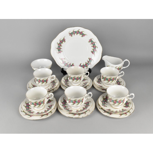 351 - A Royal Kent Rose Banded Tea Set to Comprise Cake Plate, Six Cups, Six Saucers, Six Side Plates, Mil... 