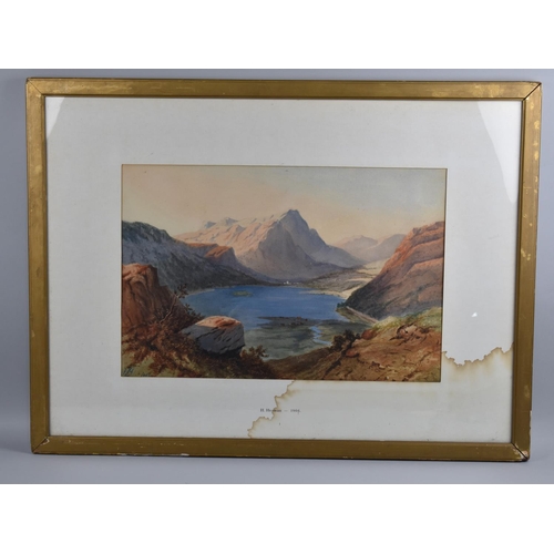 353 - A Framed Watercolour Depicting Mountain Lake by H Herman, 1866, 49x32.5cms, Please note: Mount Water... 