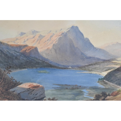 353 - A Framed Watercolour Depicting Mountain Lake by H Herman, 1866, 49x32.5cms, Please note: Mount Water... 