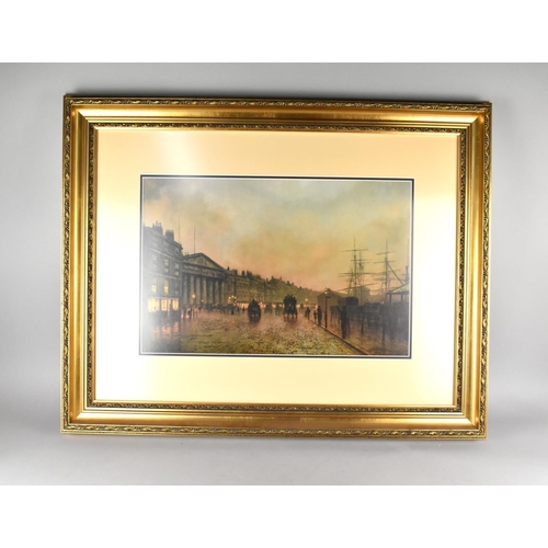 359 - A Gilt Framed Print, The Old Custom House Liverpool Looking South by Atkinson Grimshaw, Details Vers... 