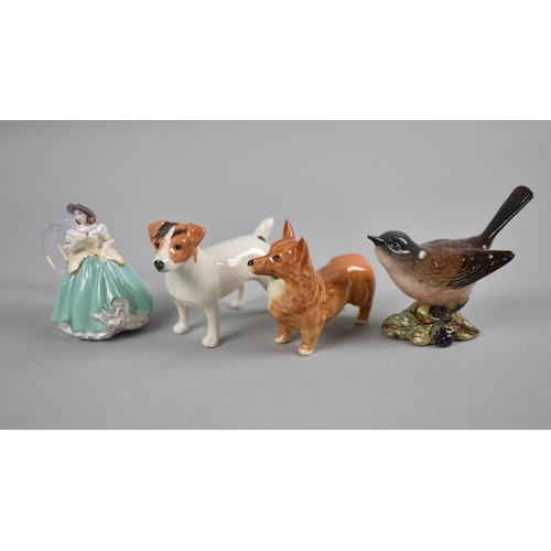 426 - A Collection of Six Beswick Dogs, Beswick Whitethroat and a Coalport Christmas Tree Figure, Joy