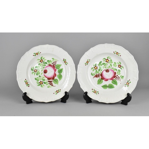 451 - Two 19th Century Rogers Soft Paste Plates, King's and Queen's Rose Decoration and Moulded Border, Im... 