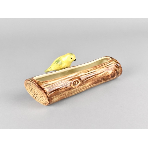 455 - A Vintage Portland (P.P.C) Pottery Planter in the Form of a Log with Yellow Bird