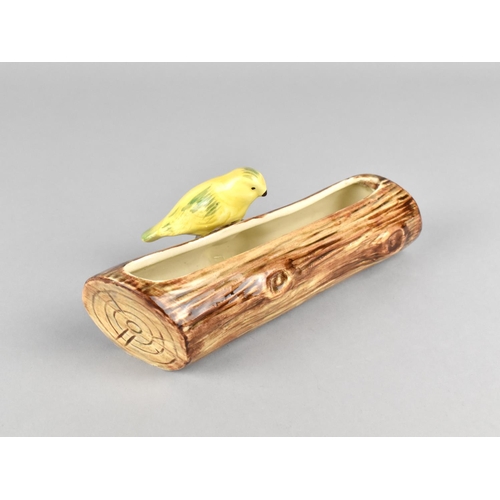 455 - A Vintage Portland (P.P.C) Pottery Planter in the Form of a Log with Yellow Bird