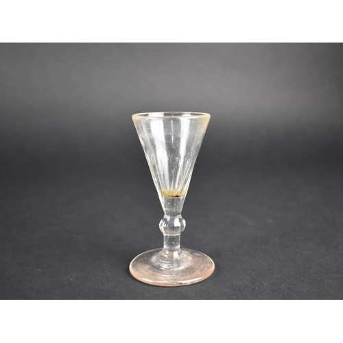 463 - A 19th Century Glass Toasting Glass with Facet Cut Trumpet Bowl on Knopped Stem and Circular Foot, 1... 