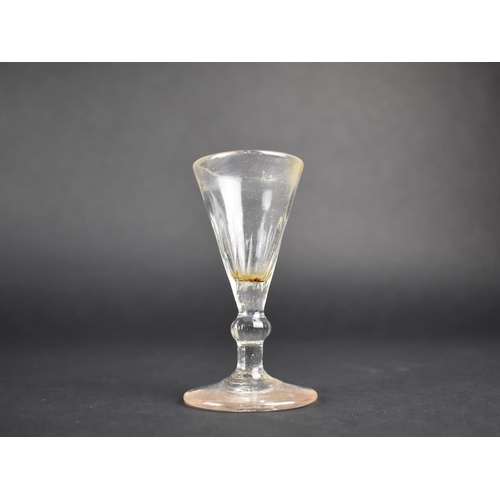 463 - A 19th Century Glass Toasting Glass with Facet Cut Trumpet Bowl on Knopped Stem and Circular Foot, 1... 