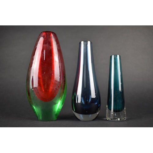 466 - Three 'Sommerso' Glass Vases, 22cm, 19cm and 15cm