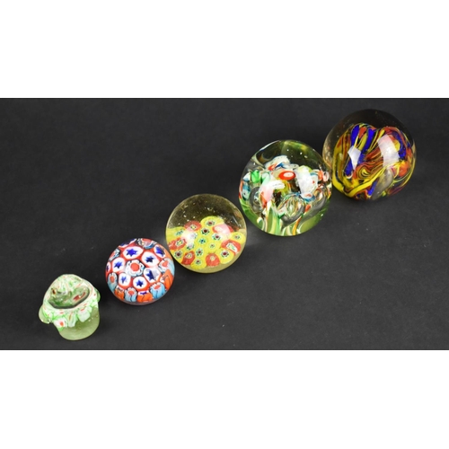 468 - Five Various Paperweights to Comprise Three Millefiori Examples